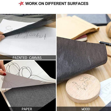 100x Sheets Carbon Paper Transfer Copy Graphite Tracing A4 Wood Canvas Art Black - Aimall