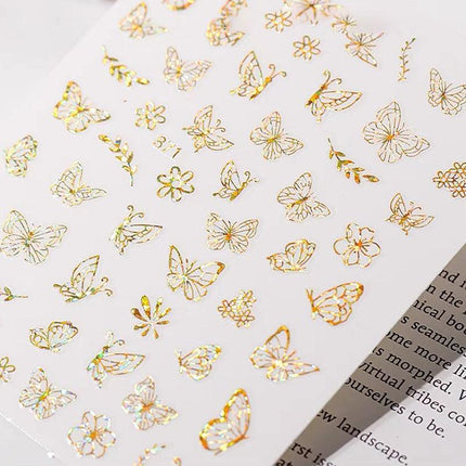 3D Nail Butterfly Design Sticker Decor Decal Holographic Laser Nail Art Sticker - Aimall