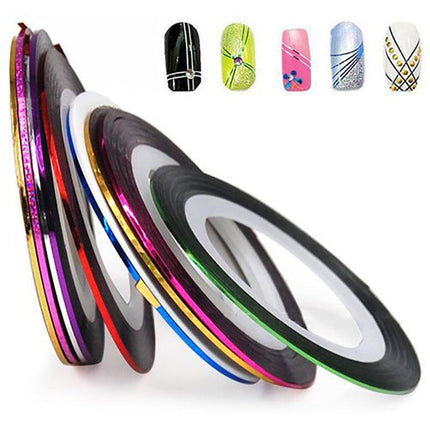 32PCS Nail Striping Tape Metallic Laser Line Sticker Rolls Manicure DIY Mixed AU - Aimall