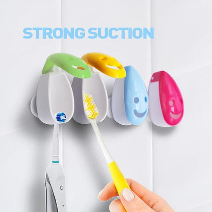 4PCS Toothbrush Cover Rack Holder Gripping Smile Face Suction Stand Mount Wall - Aimall