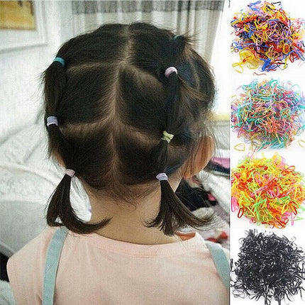 400+pcs Colorful Black Ponytail Holder Elastic Rubber Band Hair Ties Ropes Rings - Aimall