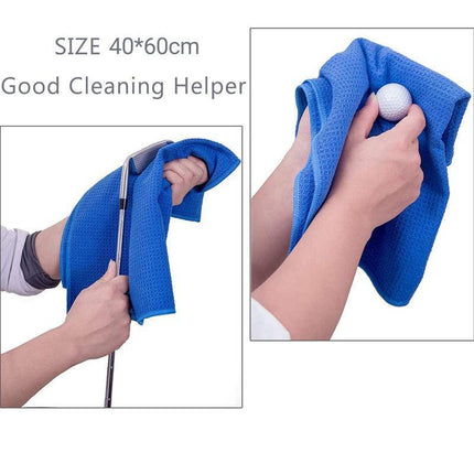 Golf Towel Waffle Pattern Cotton With Carabiner Cleaning Towels Sports Black AU - Aimall