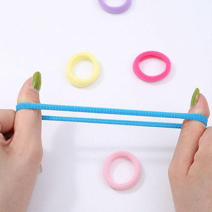 100x Hair Ties Elastic Band Snagless Ponytail Tie School Bubbles Various Colours - Aimall