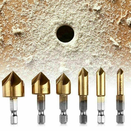 6X Chamfer Countersink Deburring Drill Bit 6Pcs Crosshole Cutting Metal Tools AU - Aimall