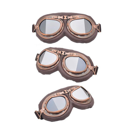 Vintage Pilot Motorcycle Racing Goggles Aviator Retro ATV UTV Dirt Bike Eyewear - Aimall