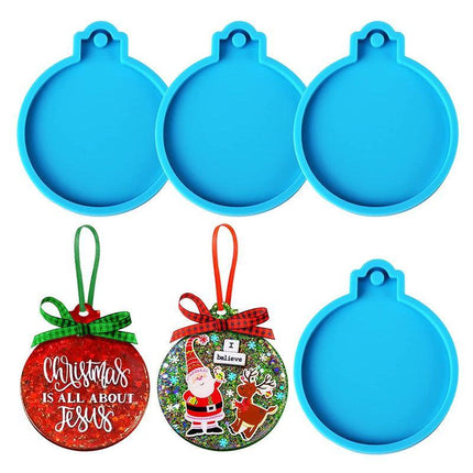 12PCS Christmas Bauble Silicone Mould Resin Mold Plain Round Circle DIY Crafts - Aimall