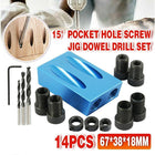 14PCS 15° Pocket Hole Screw Jig Dowel Drill Set Wood Tool kit Angle Hole Locator - Aimall