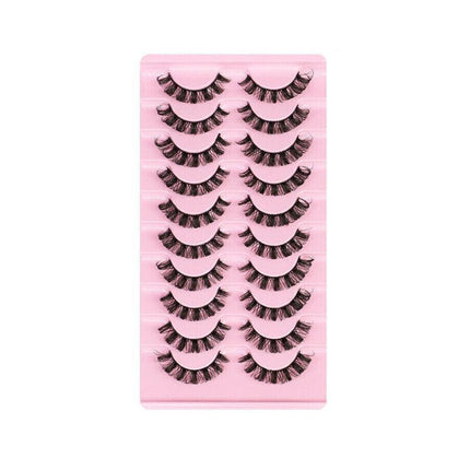 10Pairs Russian Style Strip Lashes D Curl Mink False Eyelashes Full Curled AU - Aimall