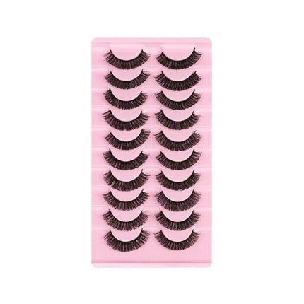 10Pairs Russian Style Strip Lashes D Curl Mink False Eyelashes Full Curled AU - Aimall