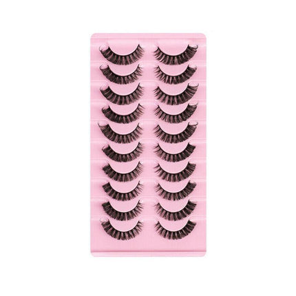 10Pairs Russian Style Strip Lashes D Curl Mink False Eyelashes Full Curled AU - Aimall