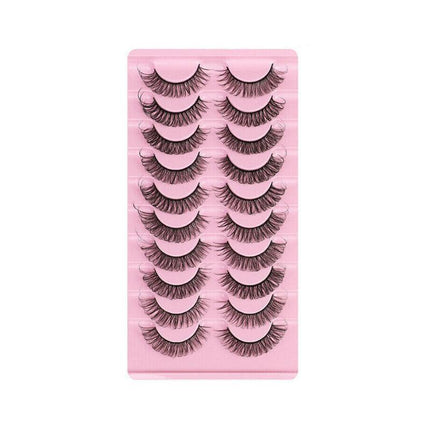 10Pairs Russian Style Strip Lashes D Curl Mink False Eyelashes Full Curled AU - Aimall