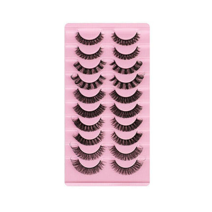 10Pairs Russian Style Strip Lashes D Curl Mink False Eyelashes Full Curled AU - Aimall