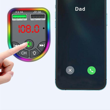 Car FM Transmitter Bluetooth Radio MP3 Player Music RGB Light Charger Kit USB - Aimall