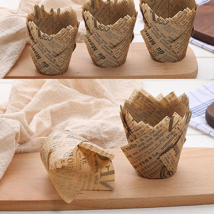 CAFE STYLE MUFFIN CASES WRAPPERS LINERS CUPS NEWSPRINT P50 300/PC - PATTY PANS - Aimall