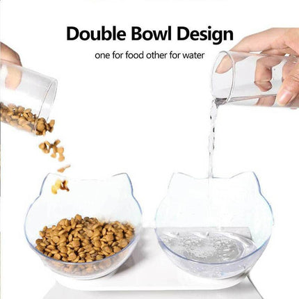 Double Cat Bowl Pet Bowls Stand Dog Elevated Feeder Food Water Raised Lifted AU - Aimall