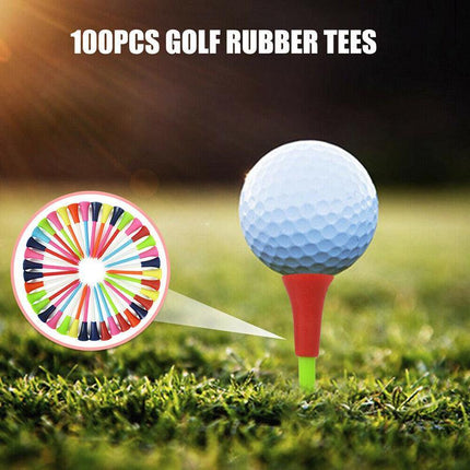 100Pack 83mm Golf Tees Multi Color Plastic With Rubber Cushion AU - Aimall
