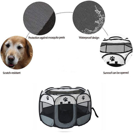 8 Panel Pet Tent Playpen Dog Cat Play Pen Bags Kennel Portable Puppy Crate AU - Aimall