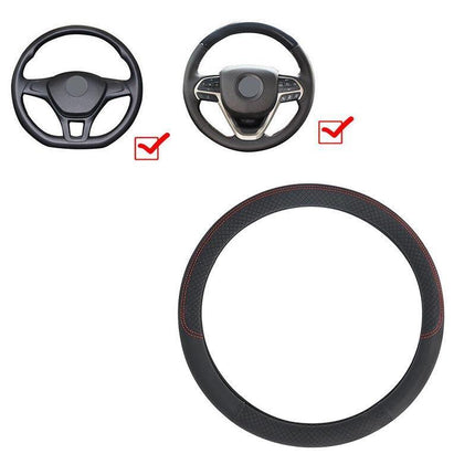 Breathable Car Steering Wheel Black Cover PU Leather Anti-slip Interiors 15'' AU - Aimall