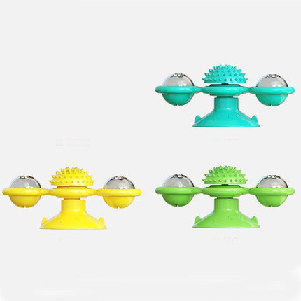 Windmill Pet Cat Treat Food Dispenser Toys Slow Feeder Puzzle Interactive Toys - Aimall