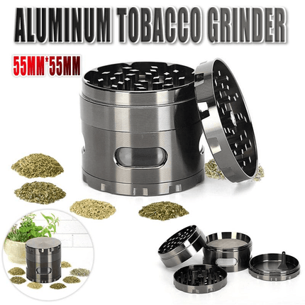 Zinc Alloy 4-layer Aluminum Herbal tobacco Herb Grinder Smoke Grinders Gun Black - Aimall