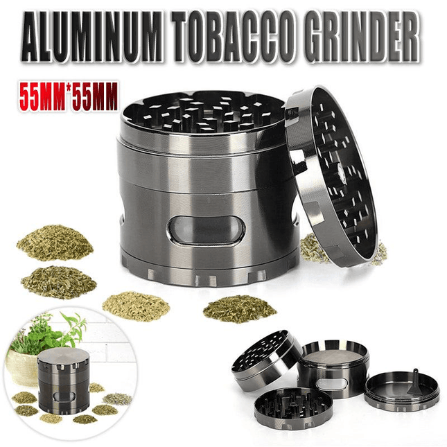 Zinc Alloy 4-layer Aluminum Herbal tobacco Herb Grinder Smoke Grinders Gun Black - Aimall