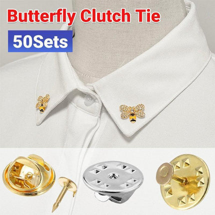 50/100 Sets Butterfly Clutch Tie Tacks Pin Back Replacement with Blank Cuff Pins - Aimall