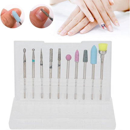 10PCS Diamond Nail Drill Bits Electric Nail Drill Machine Manicure Pedicure Tool - Aimall