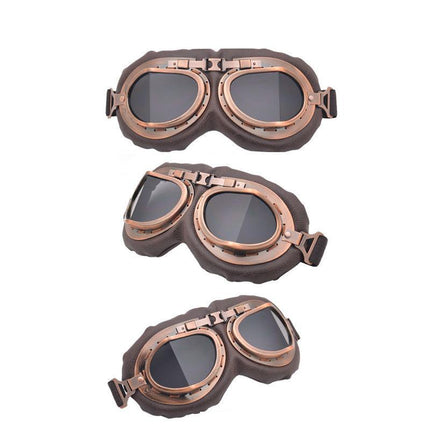 Vintage Pilot Motorcycle Racing Goggles Aviator Retro ATV UTV Dirt Bike Eyewear - Aimall