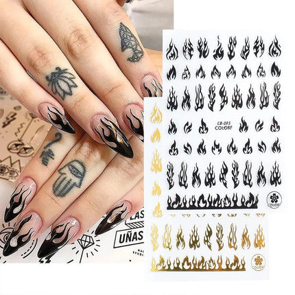 1PC NEW 3D Nail Art stickers Flames manicure decals nail accessory AU STOCK - Aimall