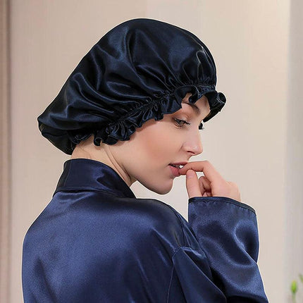 Women's Sleep Cap Elastic Satin Bonnet Wide Band Curly Hair Pure Sleeping Hat AU - Aimall