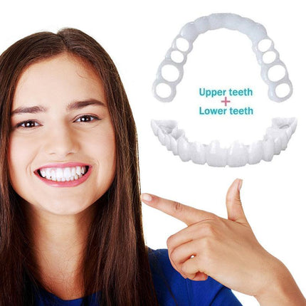 Snap On Bottom /Upper Lower False Teeth Dental Veneers Dentures Fake Tooth Smile - Aimall
