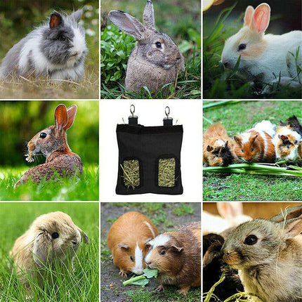 Rabbit Hay Feeder Bag Pet Rat Food Hanging Storage Slow Eating Feeding Pouch S/L - Aimall