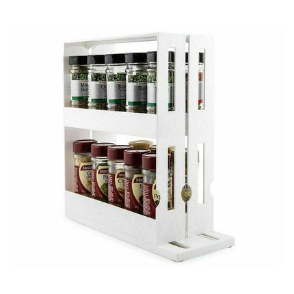 Slide Cabinet Organiser Rack Storage Pantry Kitchen Shelf Spice Jars Can Holder - Aimall
