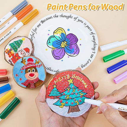 21 Acrylic Paint Marker Pens Set Permanent Stone Glass Metal Fabric Waterproof - Aimall