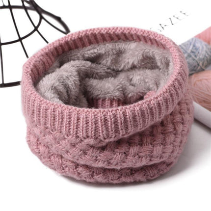 Neck Warmer Tube Winter Knitted Scarf Thermal Fleece Thicken Chunky Unisex Snood - Aimall