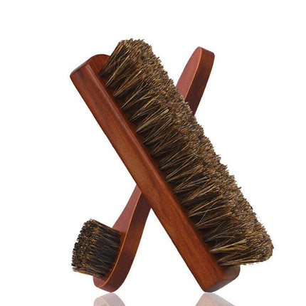 2X Horsehair Shoe Brush Wood Handle Leather Boots Daubers Applicators Cleaning - Aimall