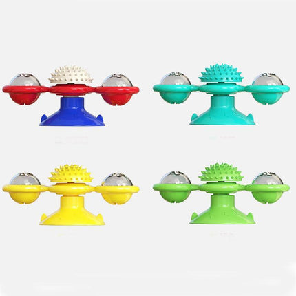 Windmill Pet Cat Treat Food Dispenser Toys Slow Feeder Puzzle Interactive Toys - Aimall