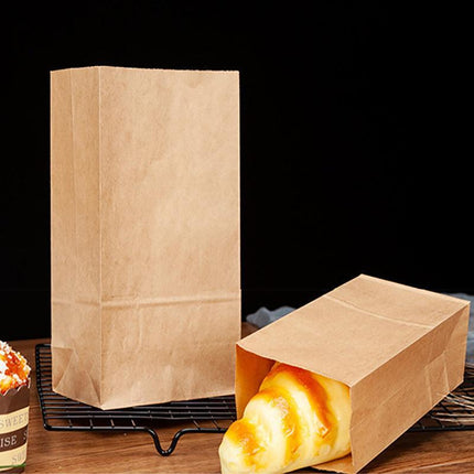 Brown Kraft Paper Bags Take Away Food Lolly Grocery Buffet Craft Gift Market Bag - Aimall