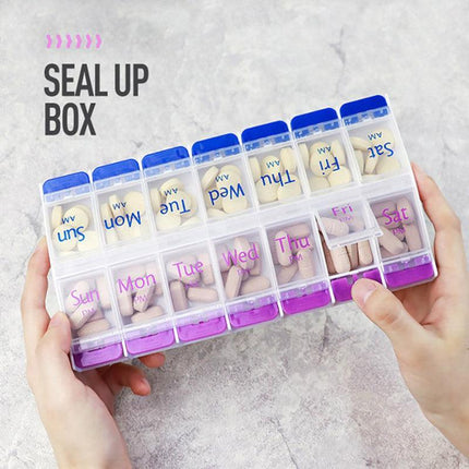 14 Slot 7 Day Pill Box Dispenser Medicine Organiser AM Case Medication AU Stock - Aimall