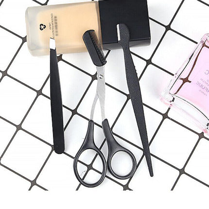 3PCS Eyebrow Razor Set Trimmer Shaver Scissors spooley Dermaplaning Tweezers AU - Aimall