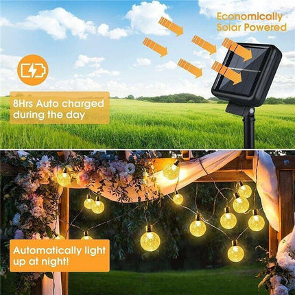 100/200LED Solar Globe String Lights Fairy Outdoor Festoon Party Decor Lamp - Aimall