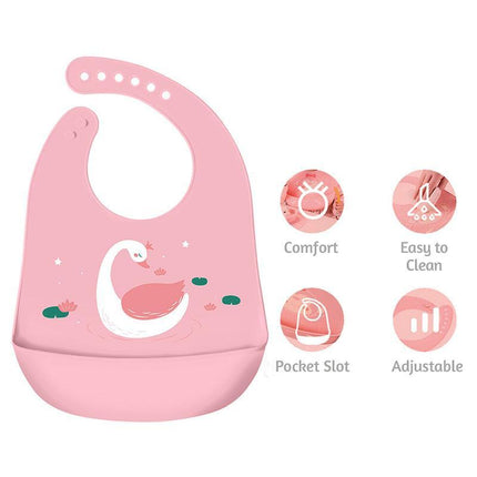 Baby Feeding Bib Apron Smock Silicon Waterproof Easy Clean 0-6 Kid Toddler Pouch - Aimall