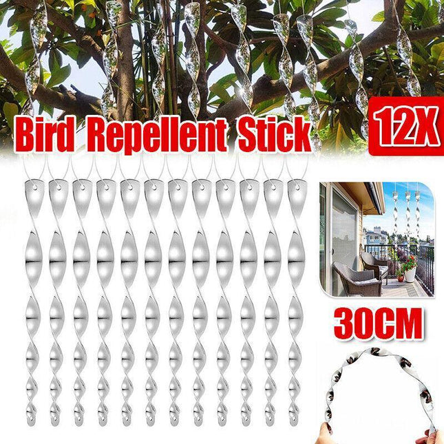 12PCS Reflective Bird Repeller Repellent Wind Twisting Scarer Deterrent Rods AU - Aimall