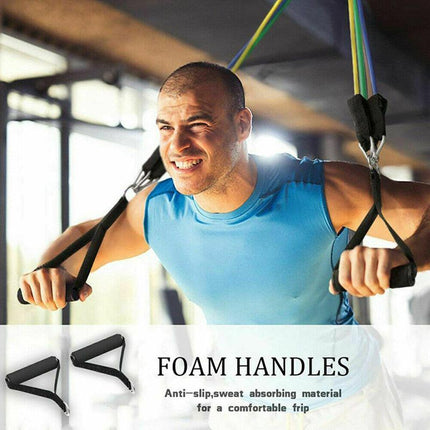 11PCS Yoga Strap Latex Resistance Bands Exercise Home Gym Tube Fitness ElasticAU - Aimall