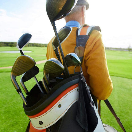 Golf Towel Waffle Pattern Cotton With Carabiner Cleaning Towels Sports Black AU - Aimall