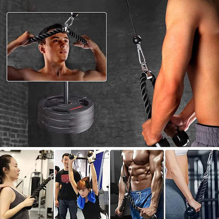 TRICEP ROPE GYM CABLE ATTACHMENT SINGLE HANDLE ROW BAR HOME GYM FITNESS DIP - Aimall