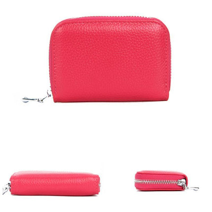 Women Zip Leather Wallet Card Holder Blocking Coin Purse Pouch Short Wallet RFID - Aimall