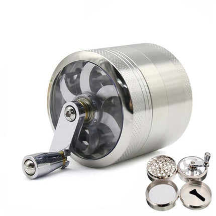 4-layer Smoke Grinder Aluminum Herb Grinders Hand Crank Herbal Tobacco Grinders - Aimall
