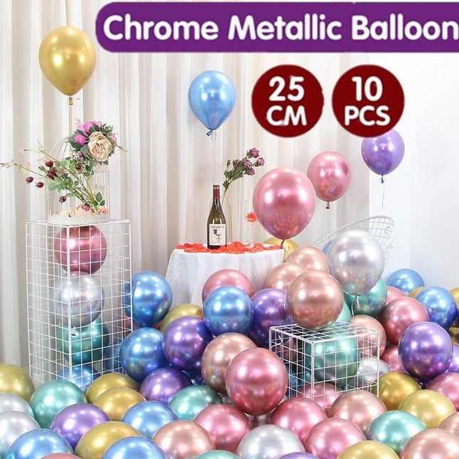10x Thick 10"25cm Chrome Metallic Balloon Helium Birthday Wedding Party Balloons - Aimall