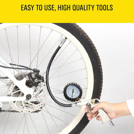 NEW Tyre Pressure Gauge Air Tire Inflator Meter Car Pump Hose Compressor 220 PSI - Aimall